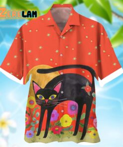 Flower Moon Cat Hawaiian Shirt