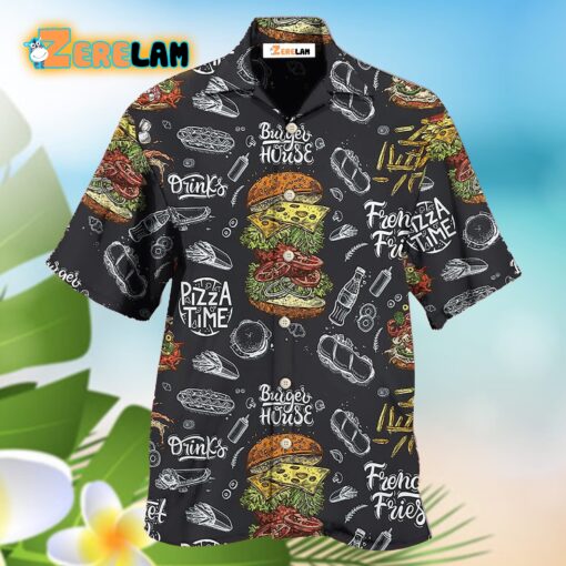 Food Burger House Pizza Time Hawaiian Shirt