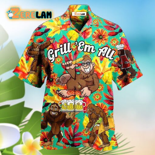 Food Grill Em All Funny Barbecue Cool Hawaiian Shirt