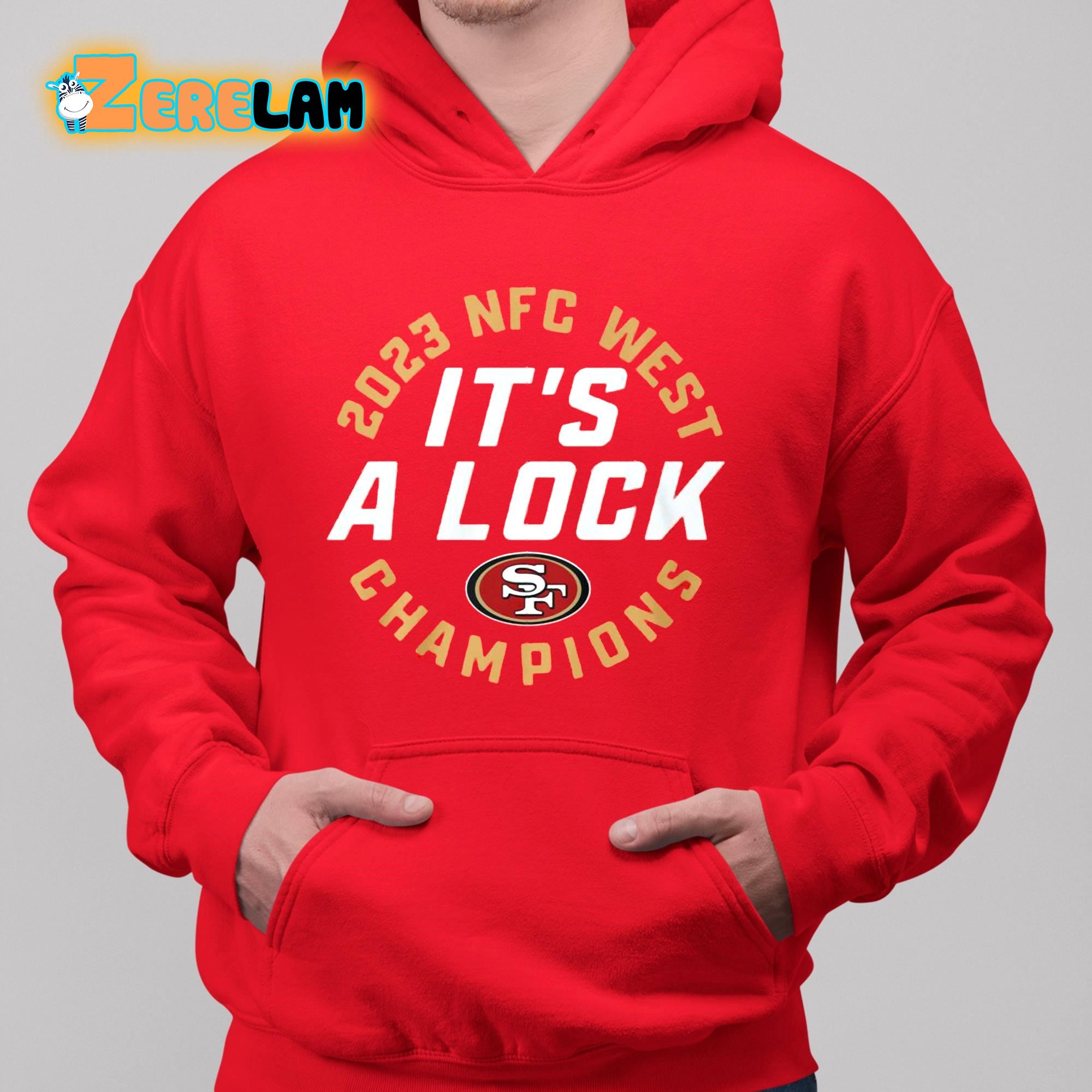 https://zerelam.com/wp-content/uploads/2023/12/Francisco-49ers-2023-NFC-West-Champions-Its-A-Lock-Shirt_6_1.jpg