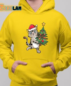 Funny Happy Christmas Cat with Tree Shirt 1 1