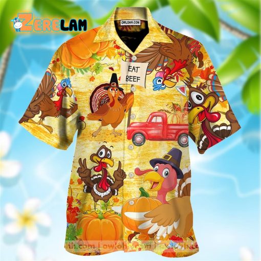 Hawaiian Aloha Shirts Thanksgiving Turkey Eat Beef