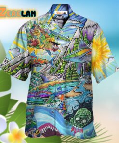 Hippie Shark Colorful Art Peace Hawaiian Shirt