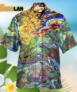 Hippie Turtle Colorful Art Peace Hawaiian Shirt