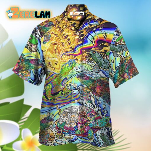 Hippie Turtle Colorful Art Peace Hawaiian Shirt