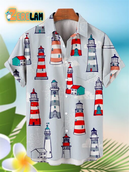 Lighthouse Cartoon Pattern Hawaiian Shirt