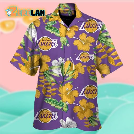 Los Angeles Lakers Tropical Flower Hawaiian Shirt