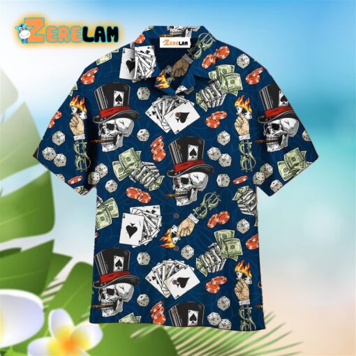 Lucky Dice Spades Gambling Skull Hawaiian Shirt