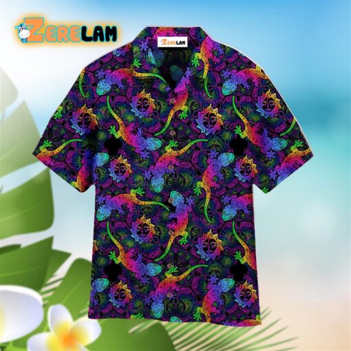 Mandalas Gecko Lizards With Boho Suns Tropical Colorful Hawaiian Shirt