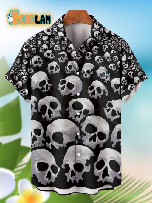 Many Skulls Pattern Hawaiian Shirt