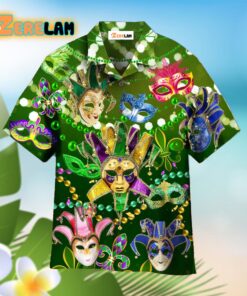 Mardi Gras Masks Carnival Green Hawaiian Shirt