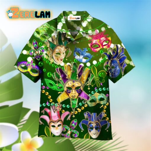 Mardi Gras Masks Carnival Green Hawaiian Shirt