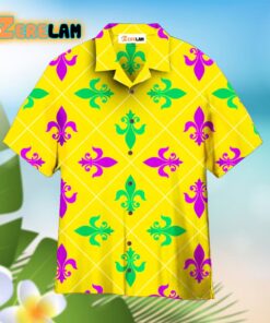 Mardi Gras Yellow Fleur De Lis Hawaiian Shirt