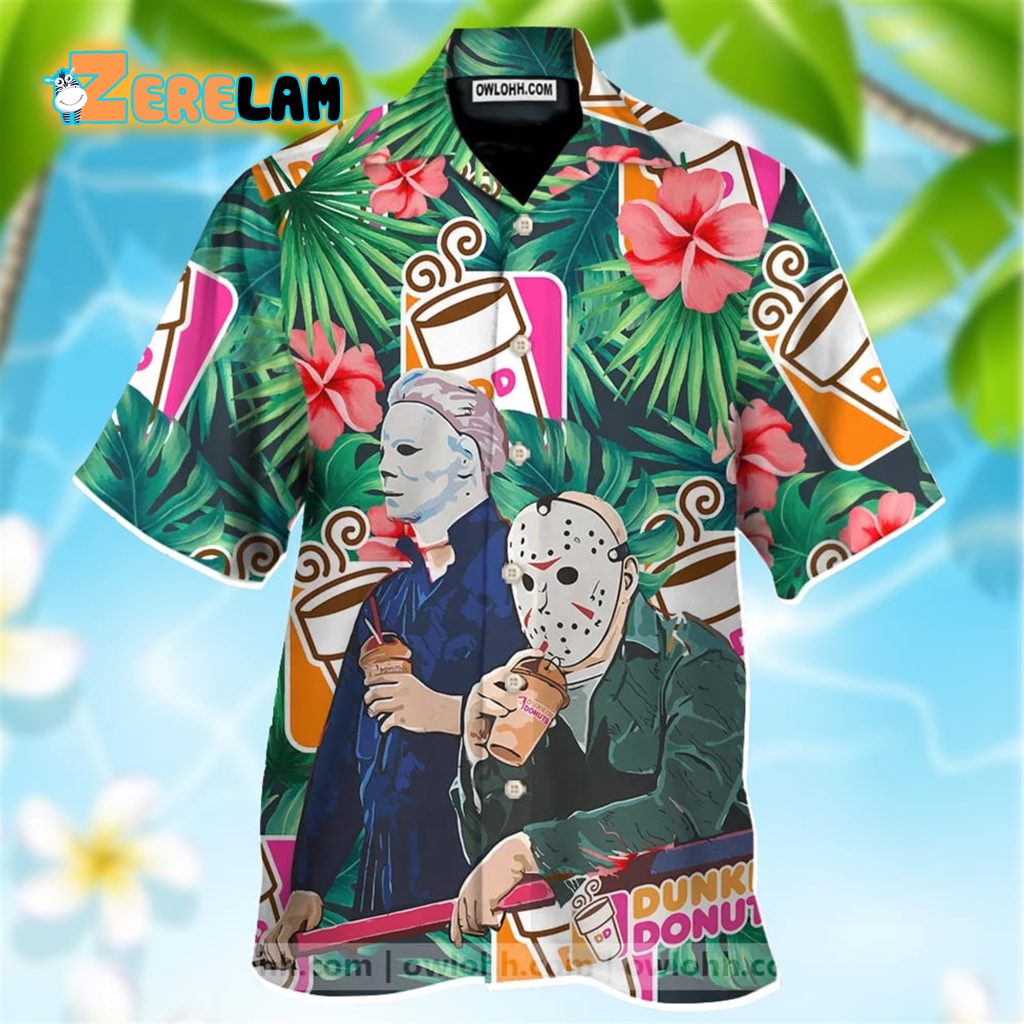 Michael Myers Jason Voorhees Dunkin Donuts Hawaiian Shirt - Zerelam