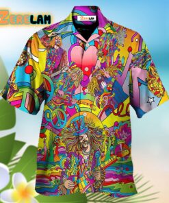 Music Guitar Psychedelic Hippie Musician Hawaiian Shirt