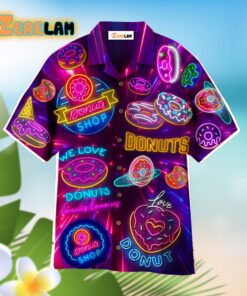 Neon Donuts We Love Donuts Hawaiian Shirt