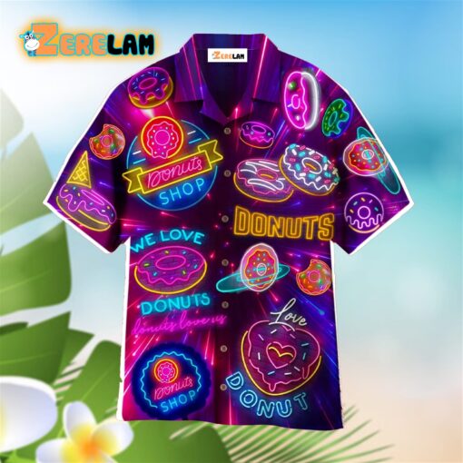 Neon Donuts We Love Donuts Hawaiian Shirt