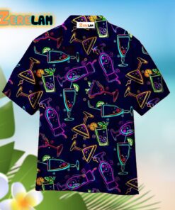 Neon Galaxy Margarita Cocktails Retro Hawaiian Shirt