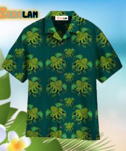 Octopus Pattern Green Tropical Hawaiian Shirt