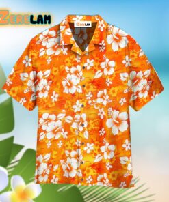 Orange Hibiscus Flowers Hawaiian Shirt