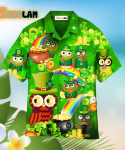 Owls Happy Saint Patricks Day Green Hawaiian Shirt