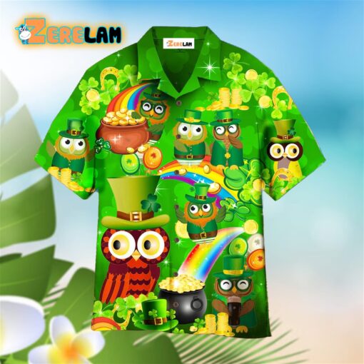 Owls Happy Saint Patricks Day Green Hawaiian Shirt