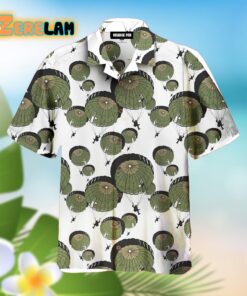 Parachuting Army Parachute Green Umbrella Hawaiian Shirt