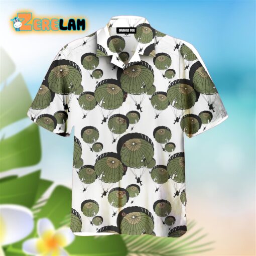 Parachuting Army Parachute Green Umbrella Hawaiian Shirt