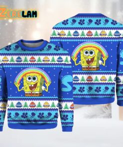 Rainbow SpongeBob Ugly Christmas Sweater