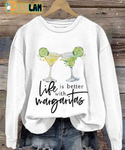 Retro Life Is Better With Margaritas Print Sweatshirt 2
