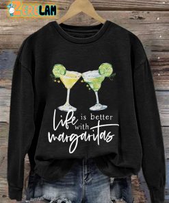 Retro Life Is Better With Margaritas Print Sweatshirt 3