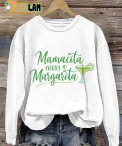Retro Mamacita Needs A Margarita Print Sweatshirt 1