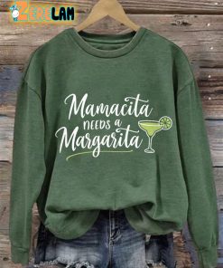 Retro Mamacita Needs A Margarita Print Sweatshirt 3