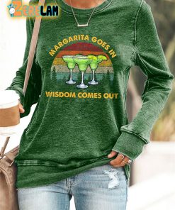 Retro Margarita Goes In Wisdom Comes Out Print Sweatshirt 1