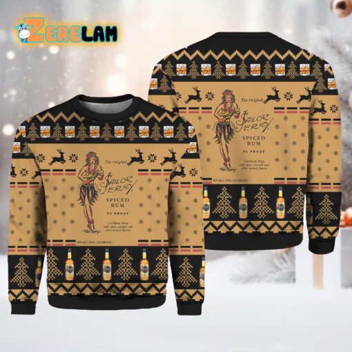 Sailor Jerry Spiced Rum Snowflake and Reindeer Ugly Sweater Christmas