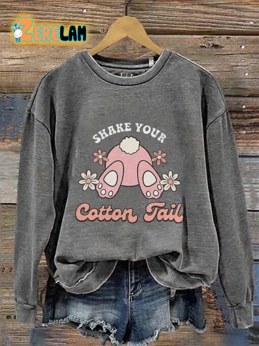 Shake Your Cotton Tail Easter Bunny Casual Print Sweatshirt