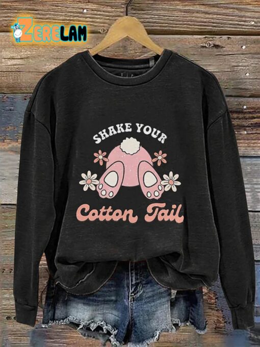 Shake Your Cotton Tail Easter Bunny Casual Print Sweatshirt
