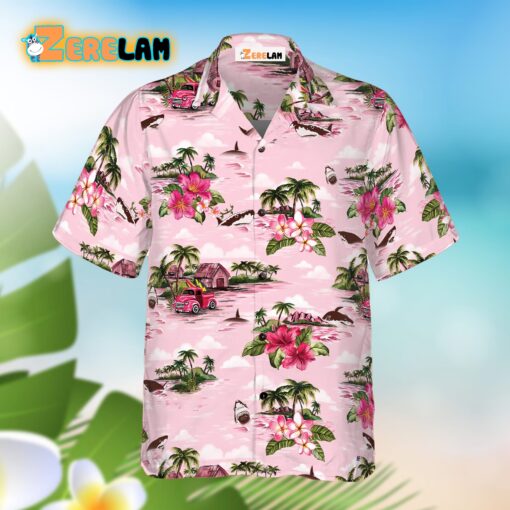 Shark Pink Flower Hawaiian Shirt