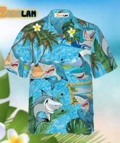 Sharks On The Beach Hawaiian Shirt