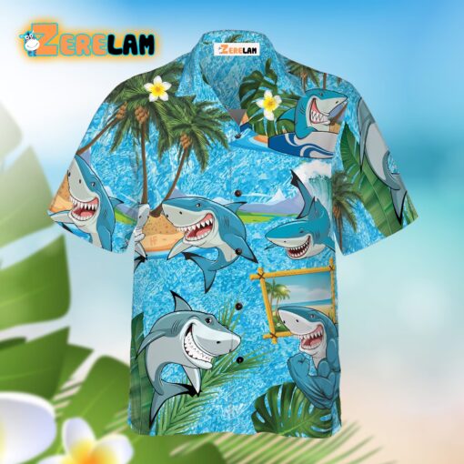 Sharks On The Beach Hawaiian Shirt