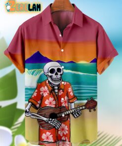 Skull Music In The Beach Pattern Hawaiian Shirt