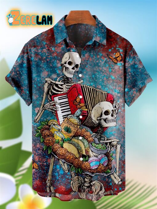 Skull Music Pattern And Tequila Wine Hawaiian Shirt