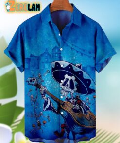 Skull Playing Music At Midnight City Hawaiian Shirt