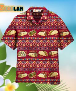 Taco And Burrito Mexican Pattern Red Aloha Hawaiian Shirt