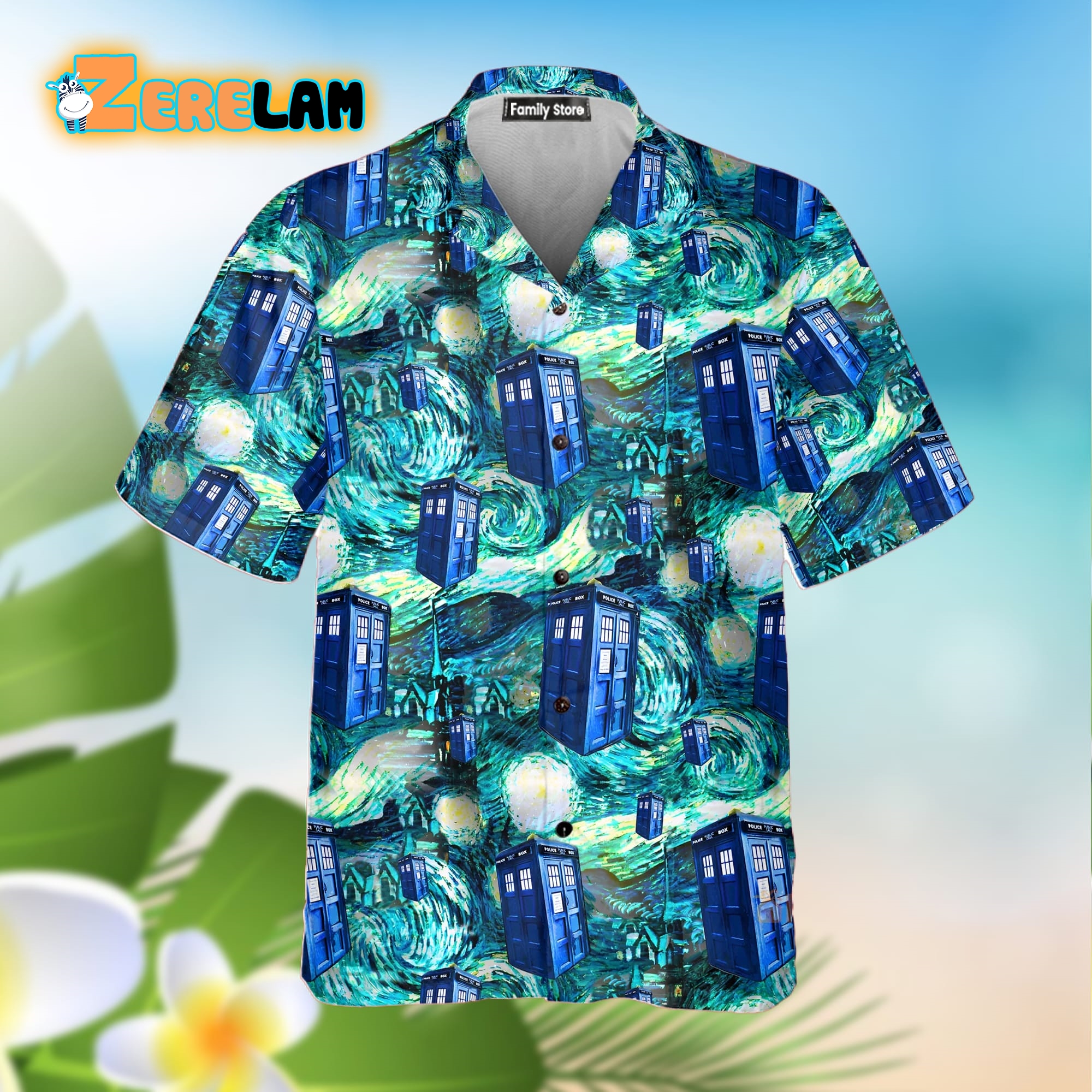 Tardis Starry Night Doctor Who Hawaiian Shirt - Zerelam
