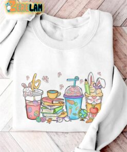 Teacher Easter Coffee Cute Bunny Casual Print Sweatshirt 2