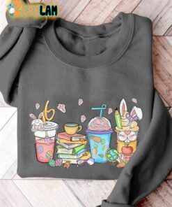 Teacher Easter Coffee Cute Bunny Casual Print Sweatshirt 3