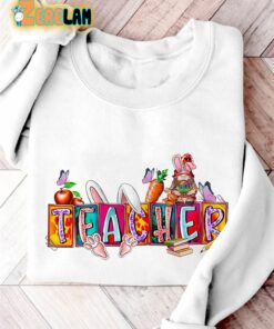 Teacher Happy Easter Casual Print Sweatshirt 2