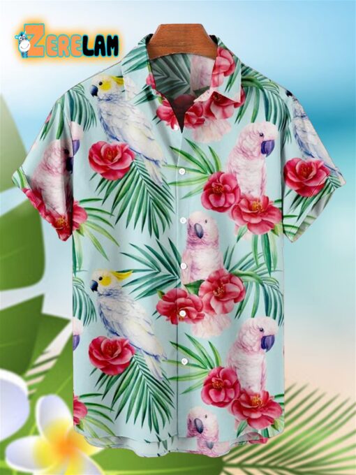 Tropical Jungle Pattern With Parrot Hawaiian Shirt
