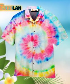 Vibrant Spiral Tie Dye Hippie Aloha Hawaiian Shirt